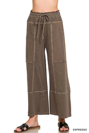 Zenana French Terry Wide Leg Pants