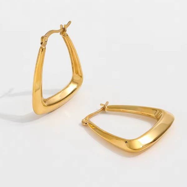 18K STAINLESS STEEL WATERPROOF TARNISH FREE HOOPS