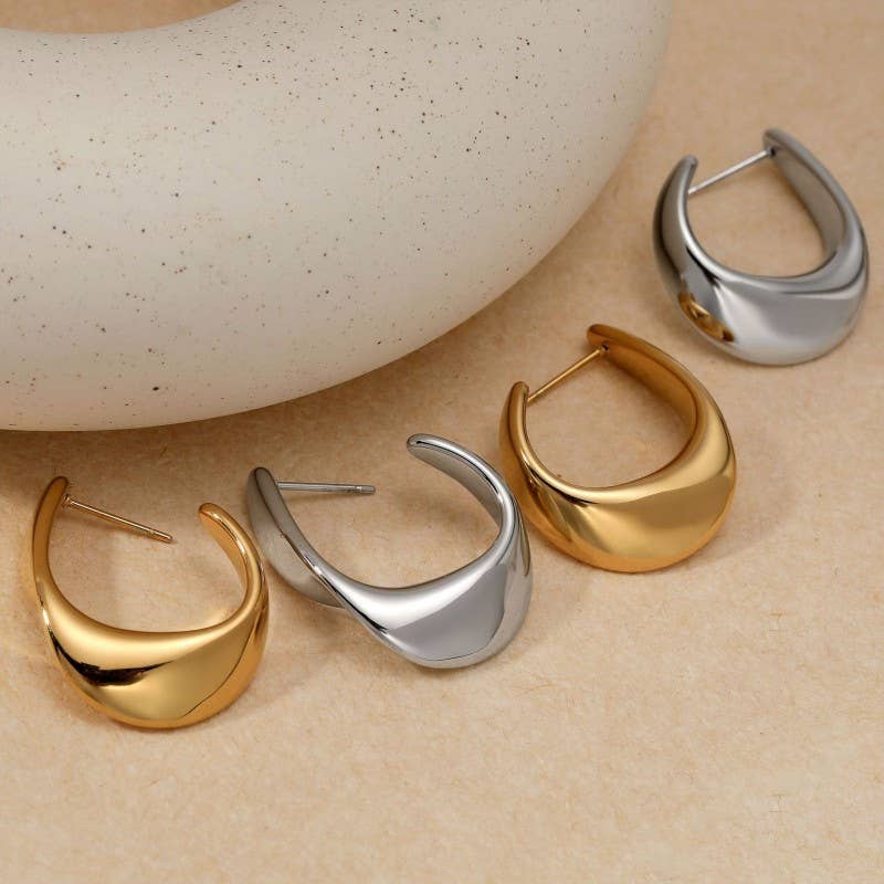 18K STAINLESS STEEL WATERPROOF TARNISH FREE HOOPS | 40E498