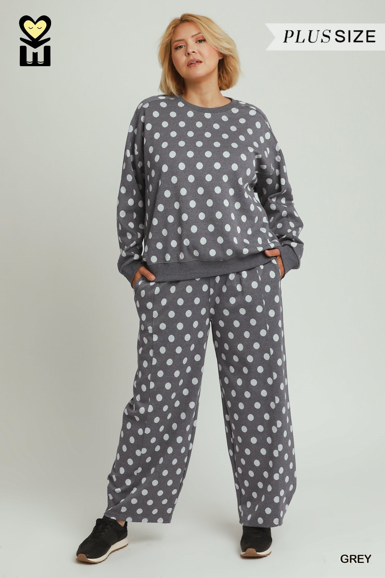 MOHMe by Umgee Polka Dot Printed Pullover Curvy & Confident