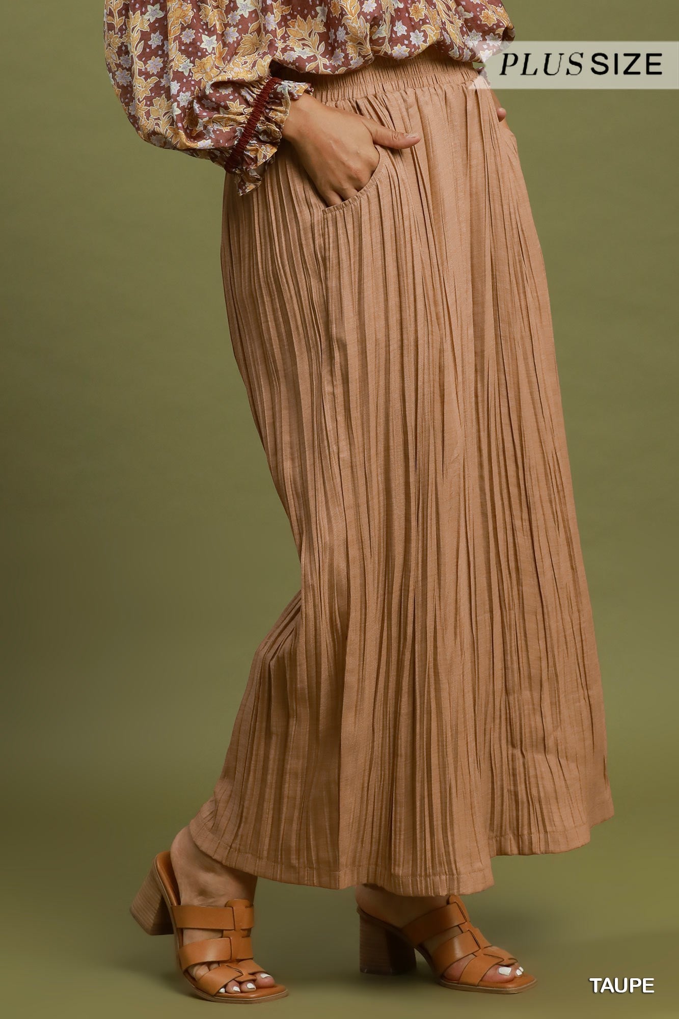 Umgee Pleated Wide Leg Pants