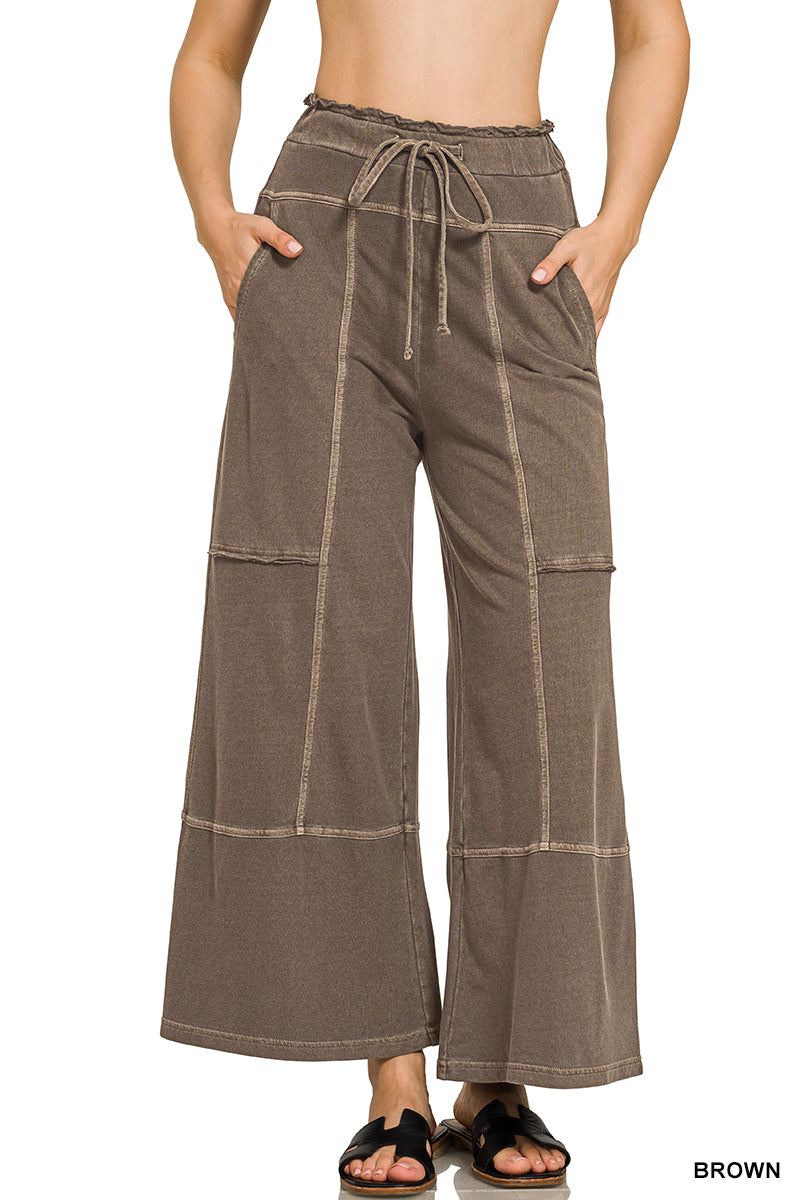 Zenana French Terry Wide Leg Pants