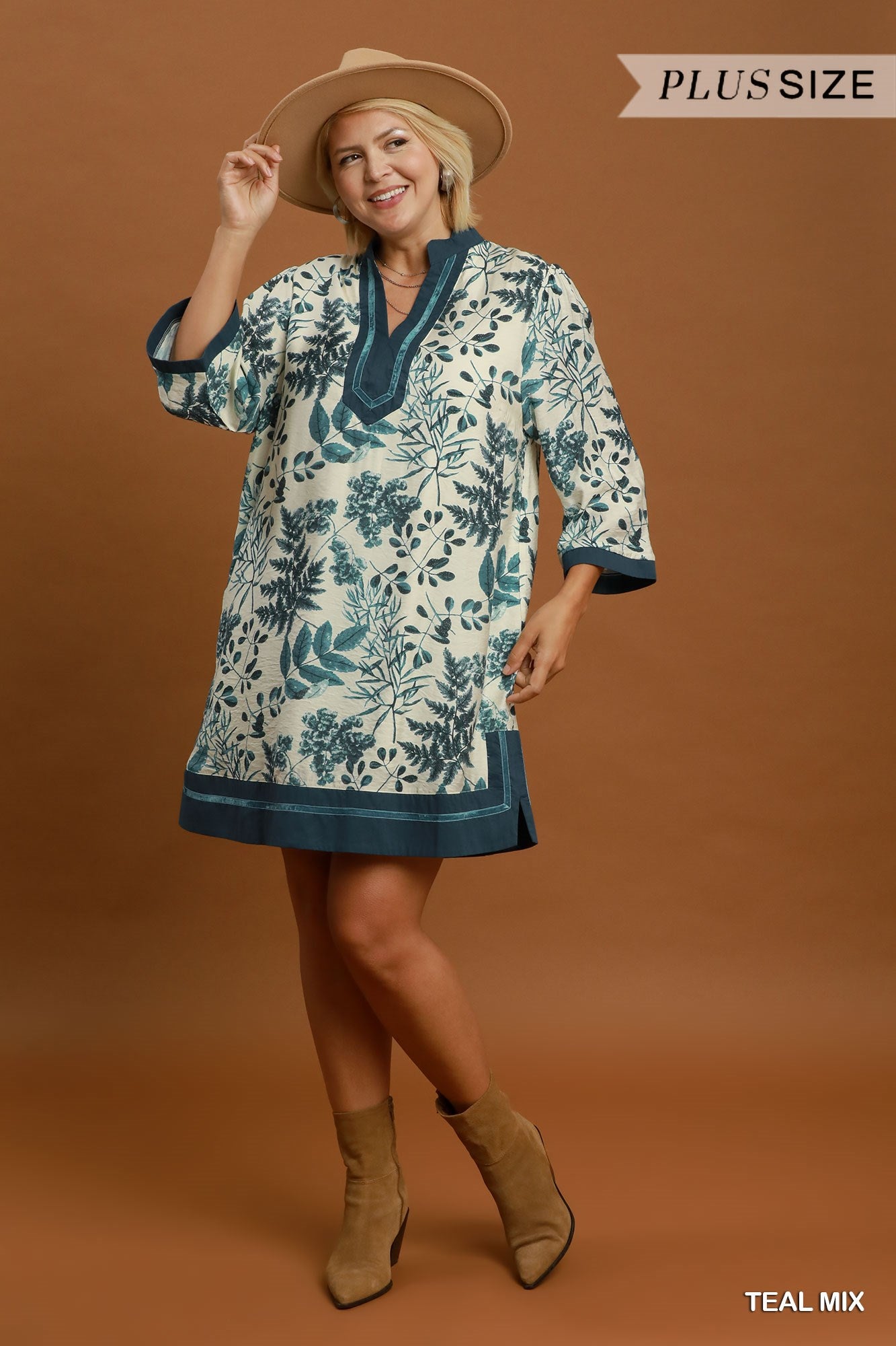 Umgee Botanical Print Shift Dress