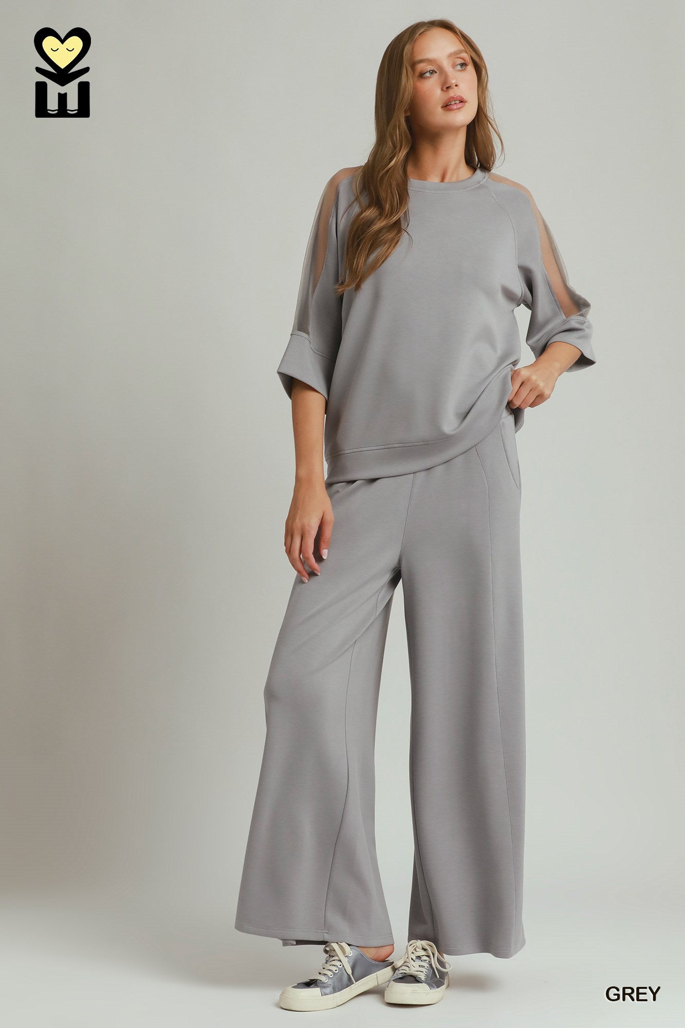 MOHMe by Umgee Select Luxeknit Organza Shoulder Knit Top