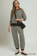 MOHMe by Umgee Tencel Fleece Stripe Crewneck & Jogger Pant Set