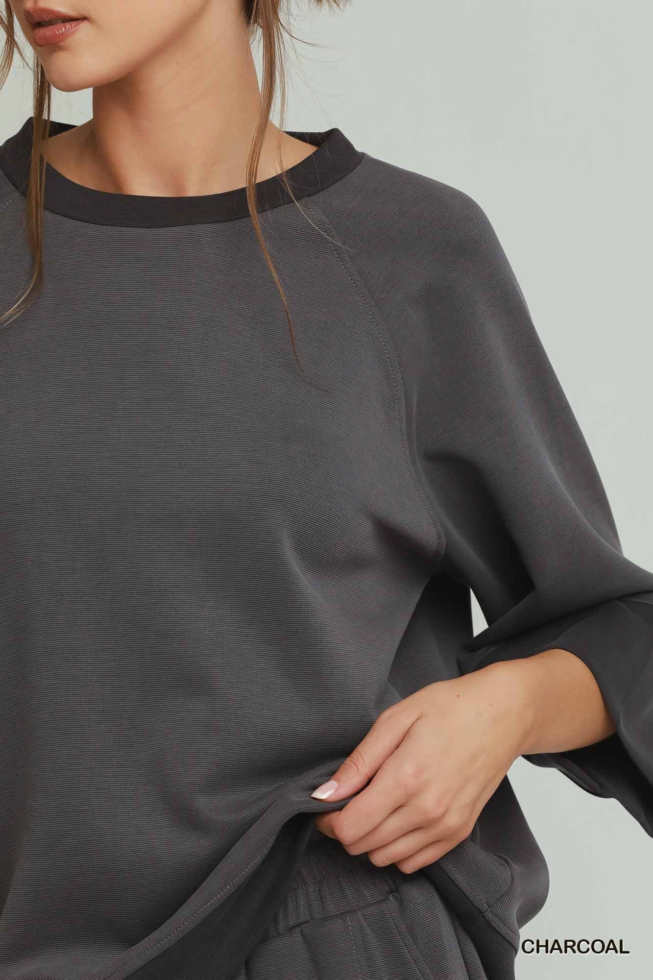 Umgee Cloudknit Modal & Tencel Ragland Sleeve Color Block