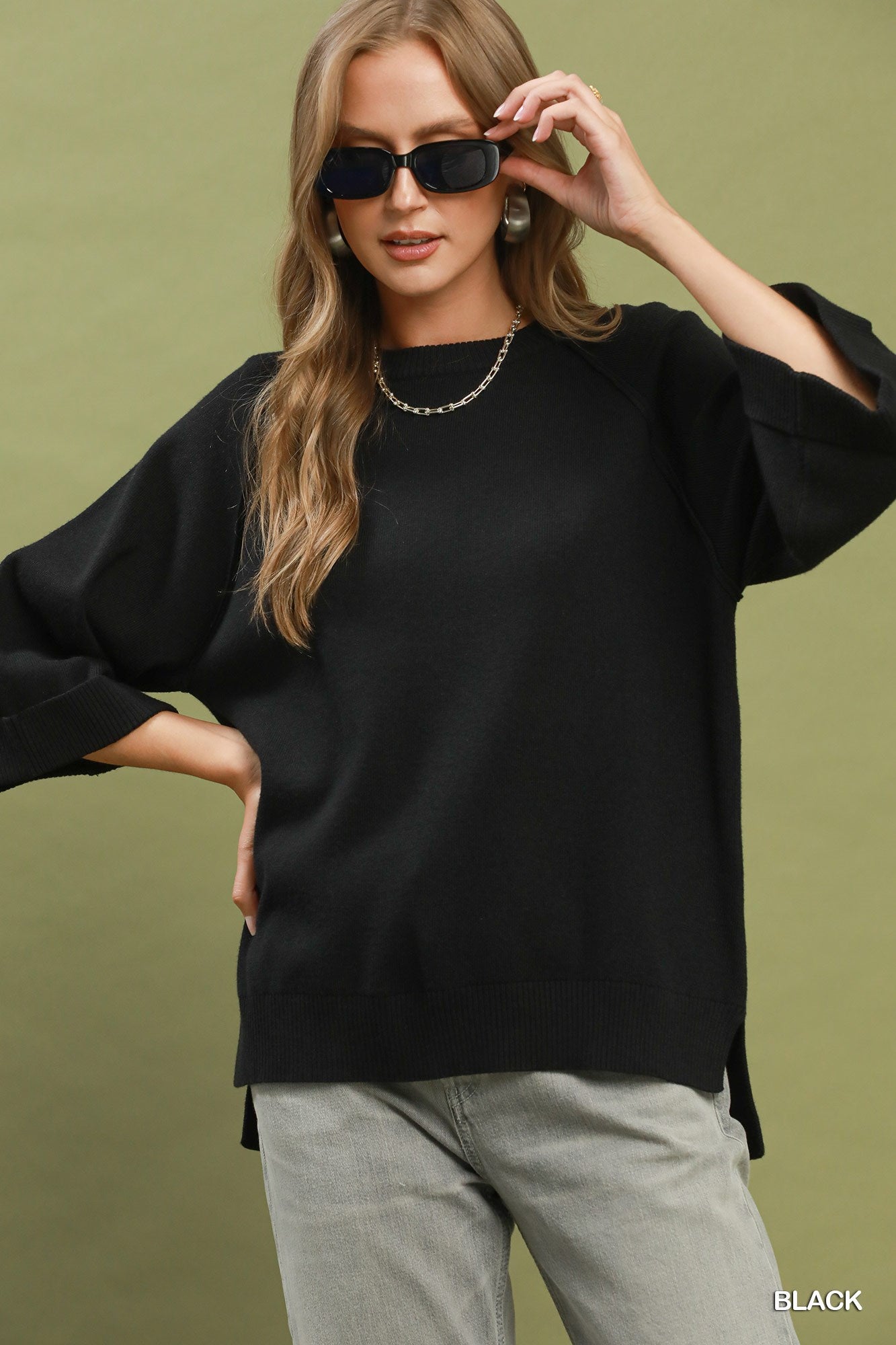 Umgee Crewneck Pullover Sweater