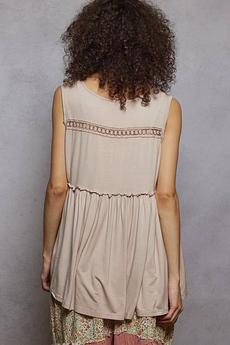 Sleeveless Loose Fit V-Neck Babydoll Casual Knit Top SALE