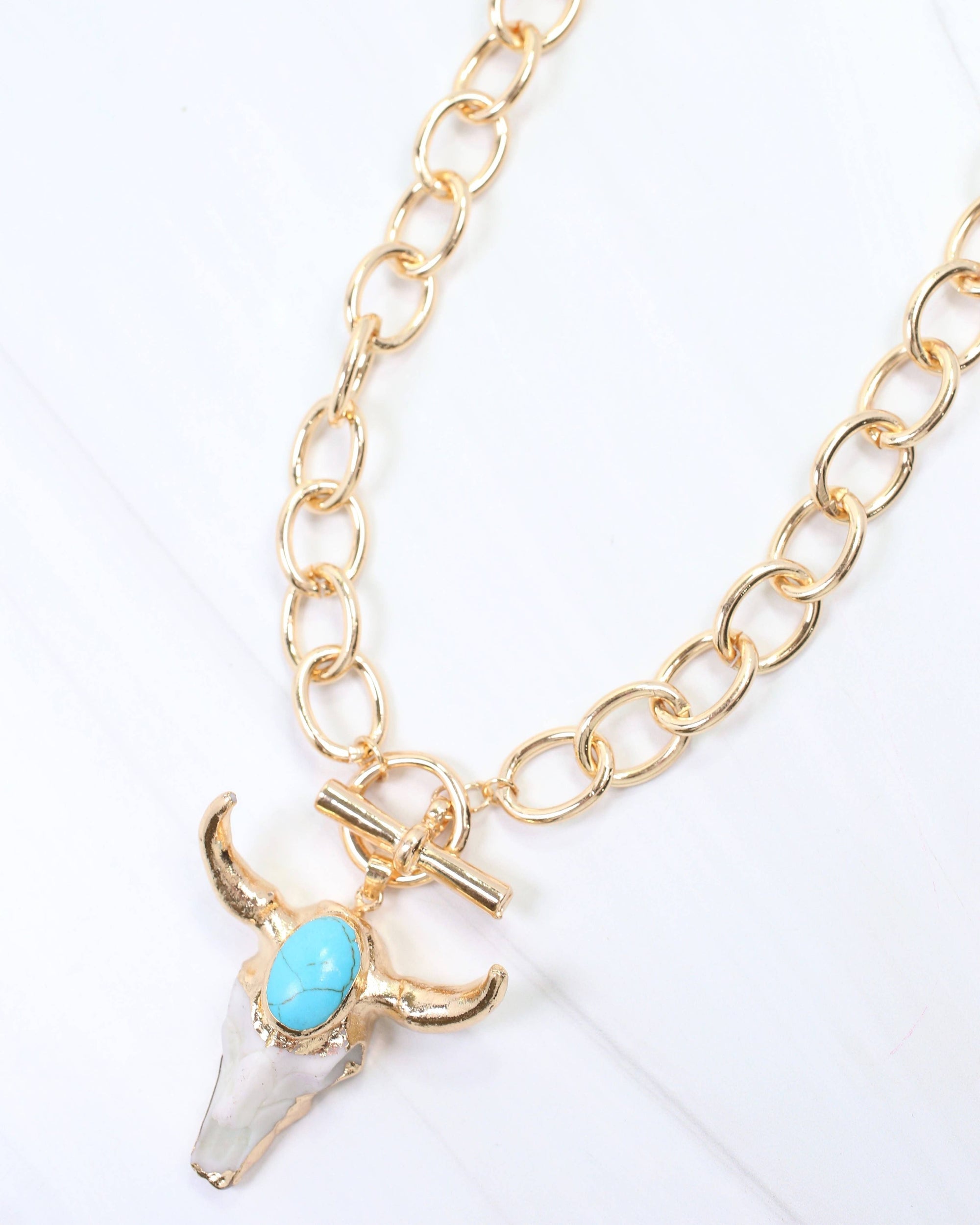 Tombstone Bull Necklace Gold