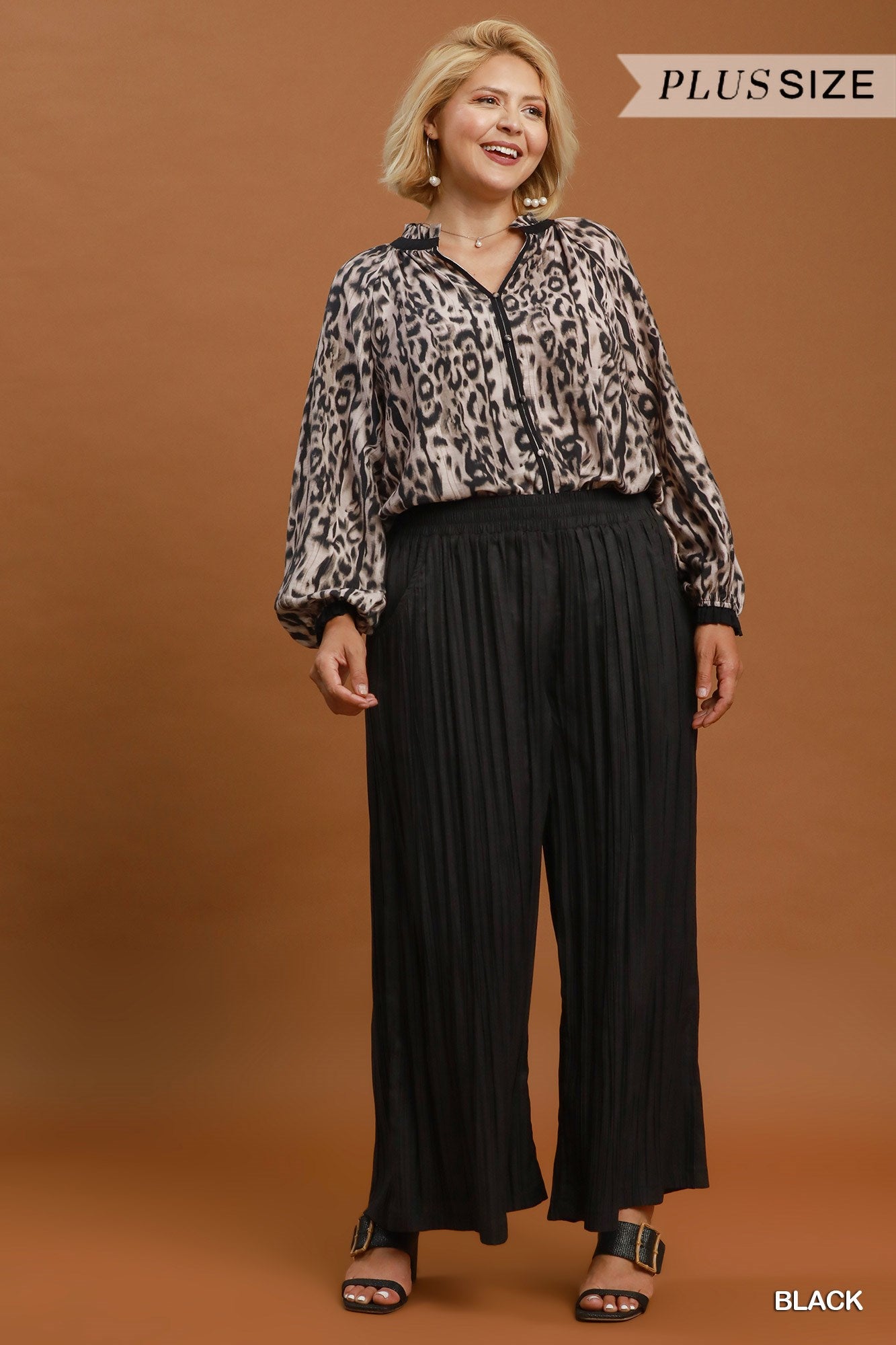 Umgee Pleated Wide Leg Pants