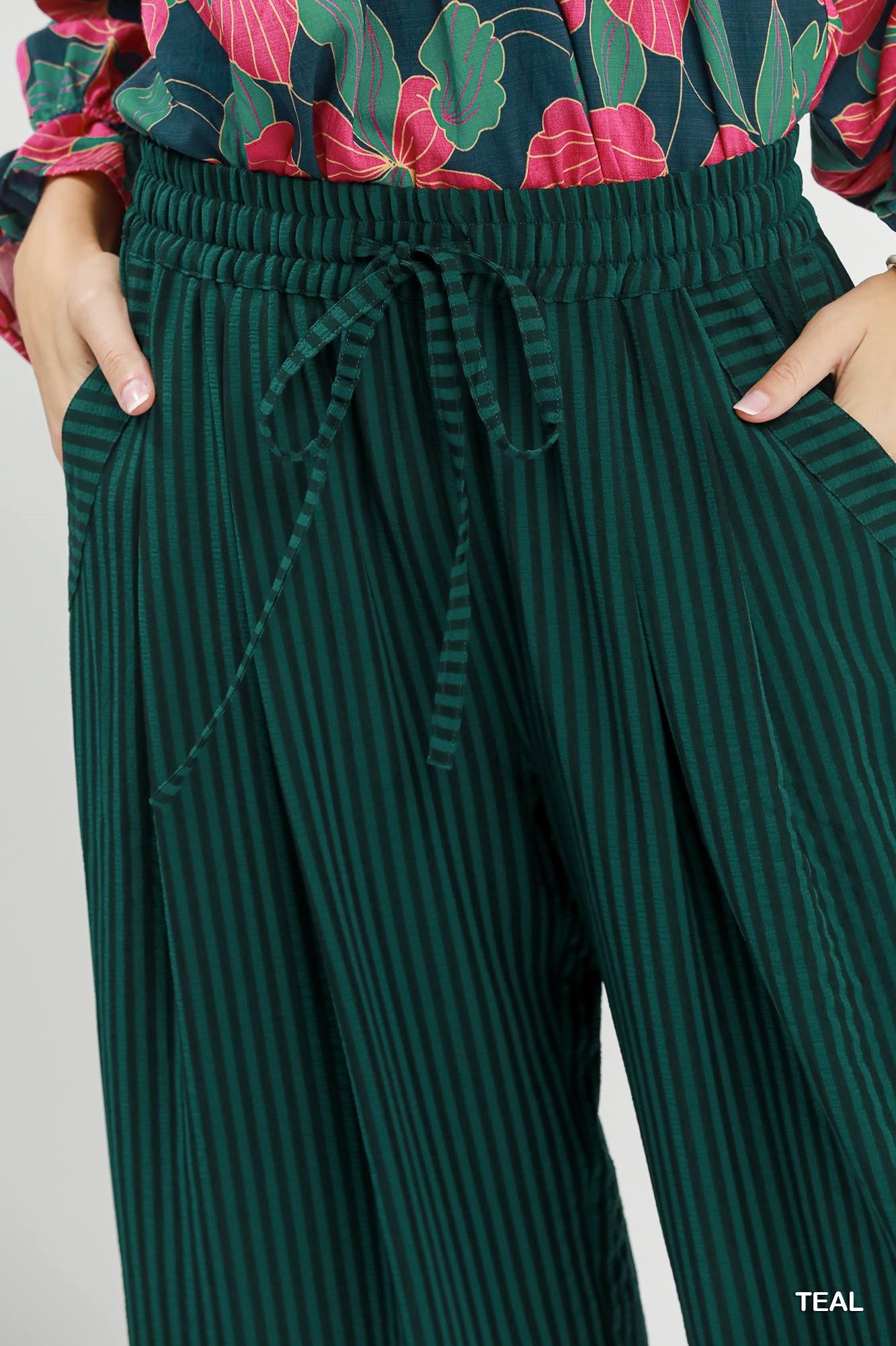 Umgee Vertical Striped Wide Leg Pants