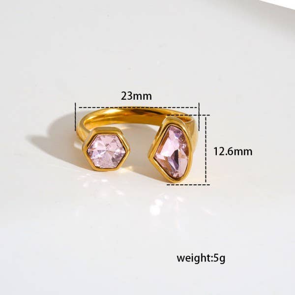 18K STAINLESS STEEL TARNISH FREE  RHINESTONE RINGS