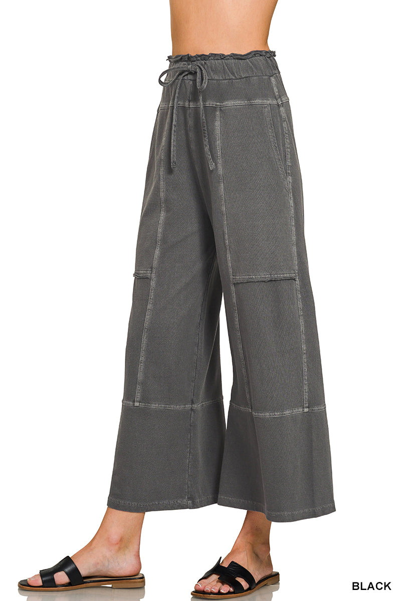 Zenana French Terry Wide Leg Pants