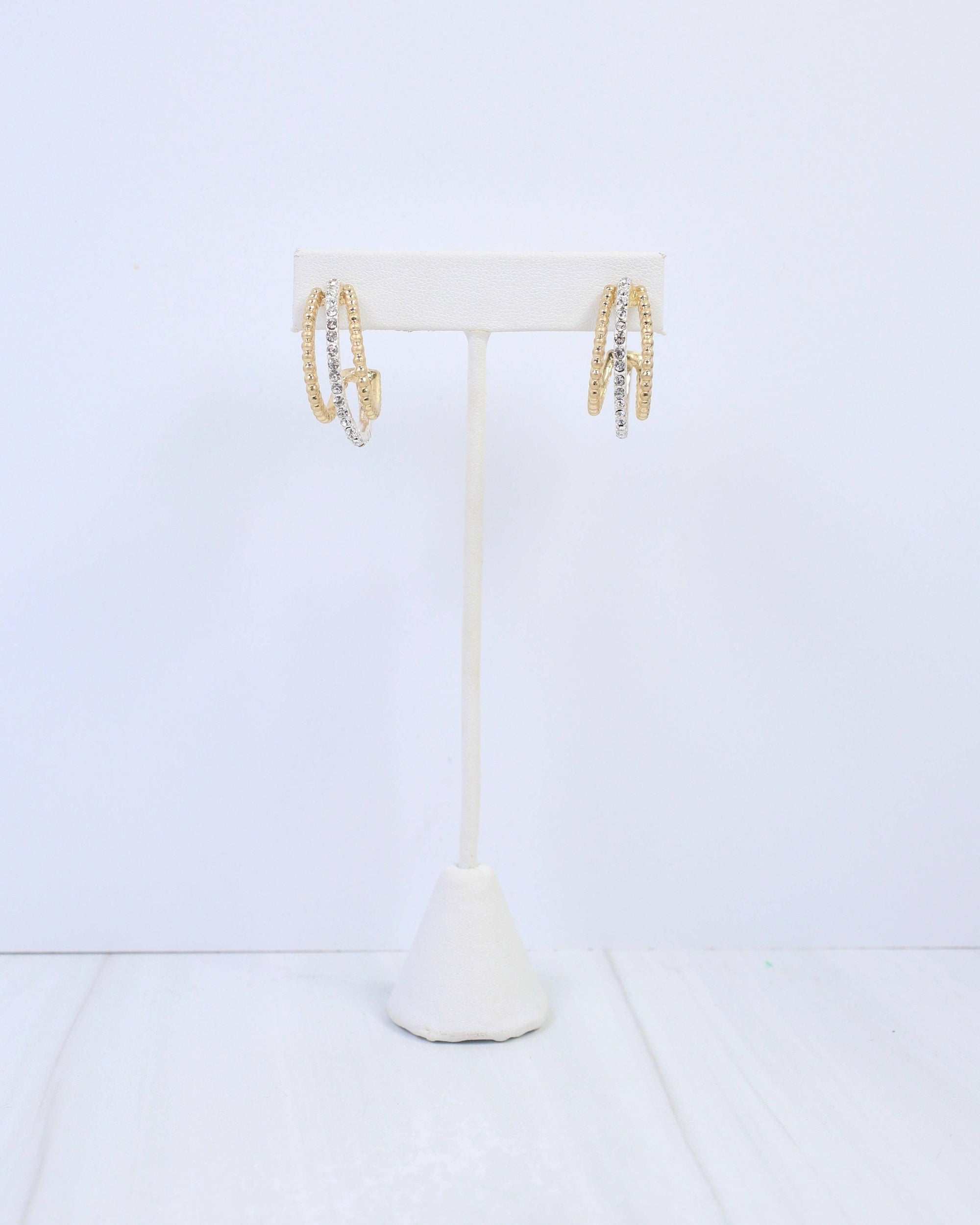 Beatrice Three Line Hoop Earring Gold Silver