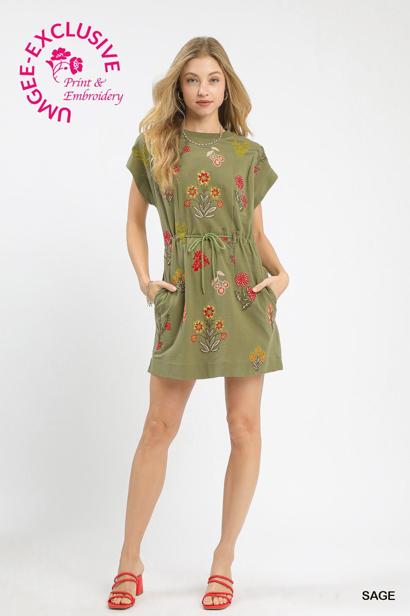 Umgee Exclusive Embroidered Floral Mini Dress