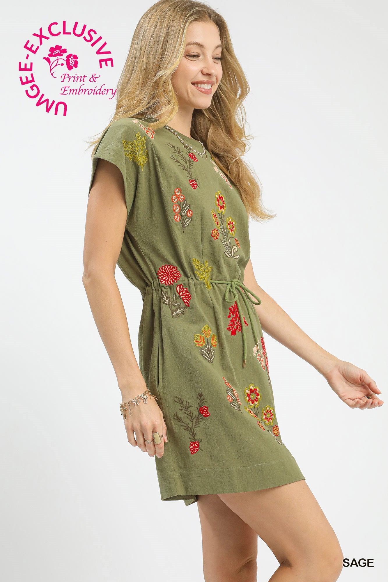 Umgee Exclusive Embroidered Floral Mini Dress