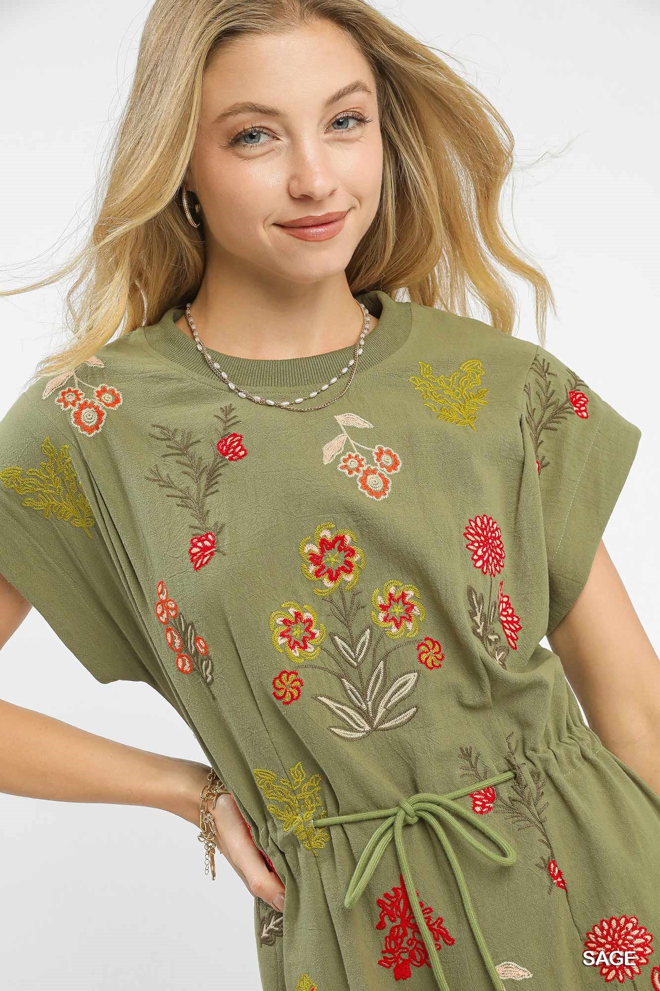 Umgee Exclusive Embroidered Floral Mini Dress