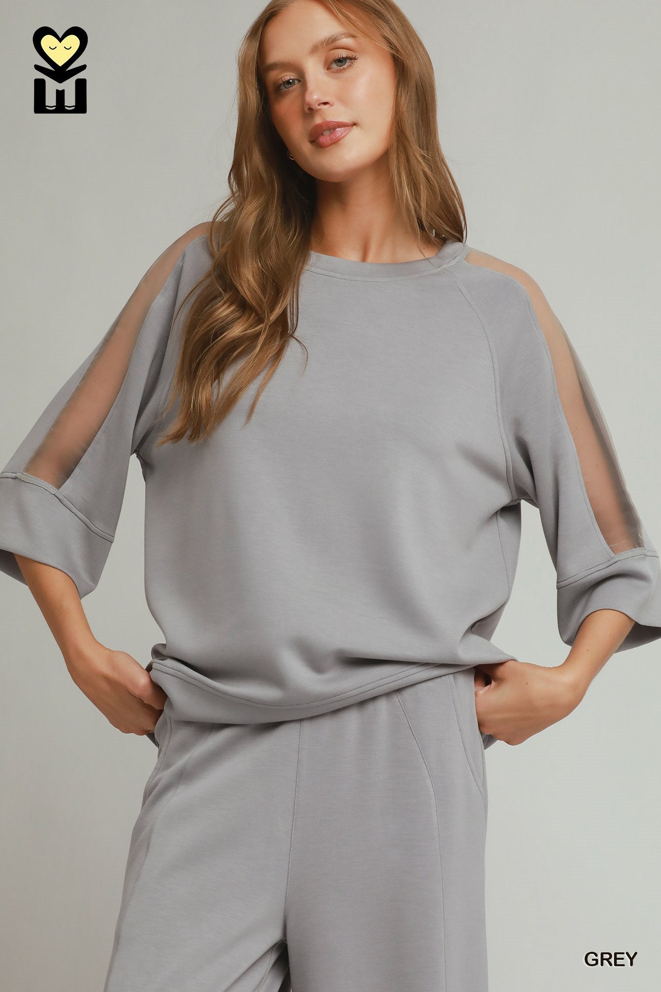 MOHMe by Umgee Select Luxeknit Organza Shoulder Knit Top