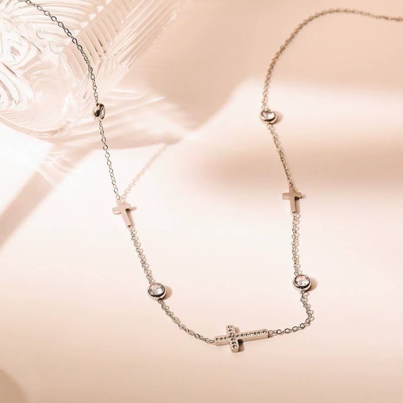 18K STAINLESS STEEL TARNISH FREE CROSS NECKLACE | 40NK9453