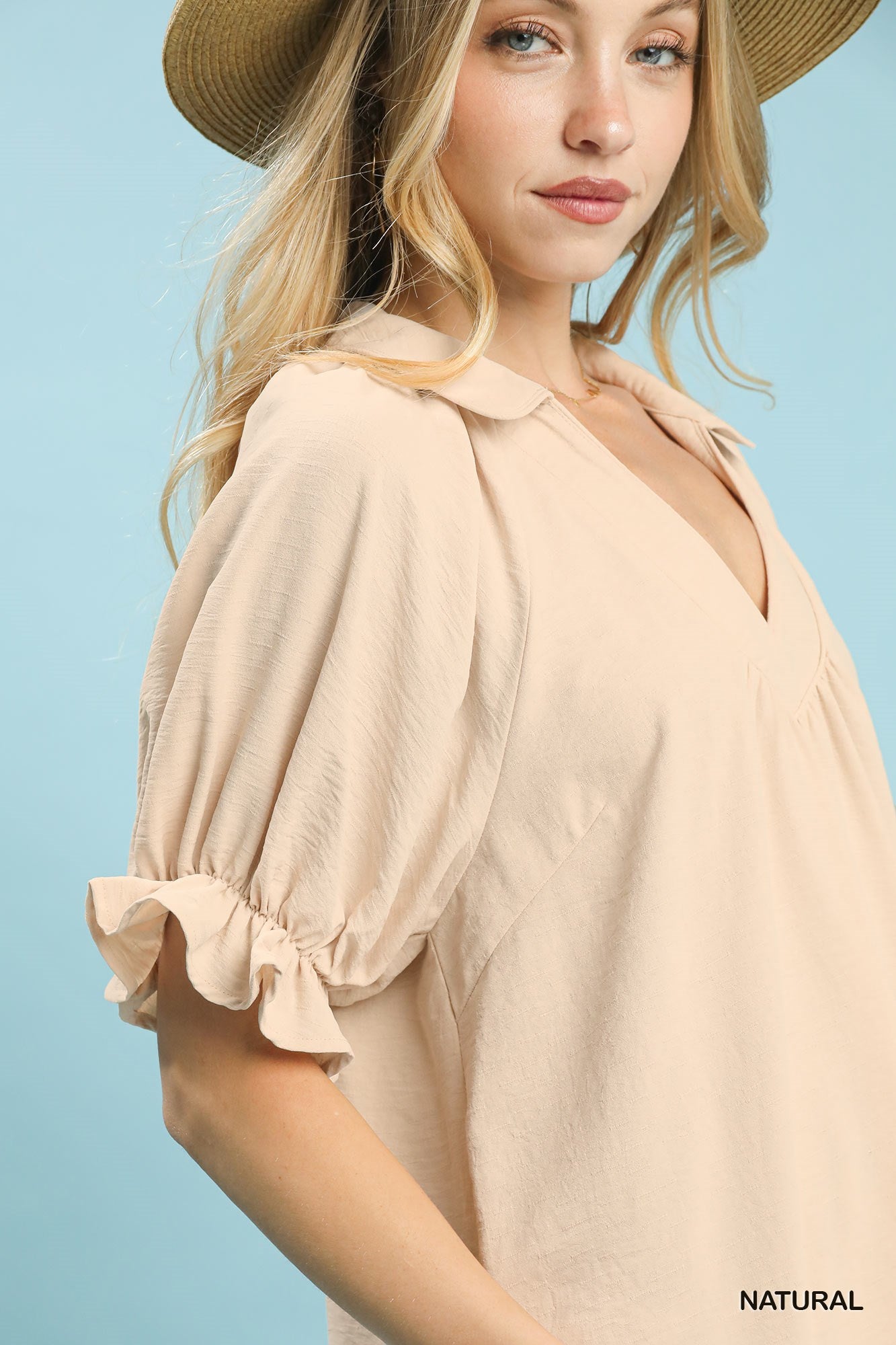 Umgee Solid Colored V-Neck Top