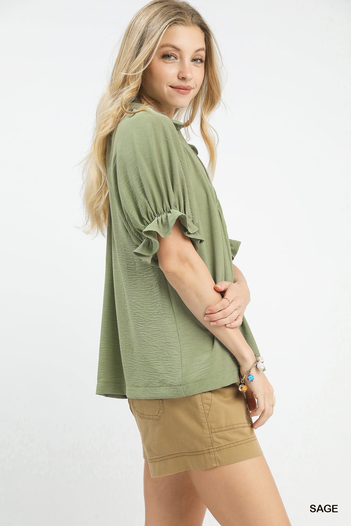 Umgee Solid Colored V-Neck Top