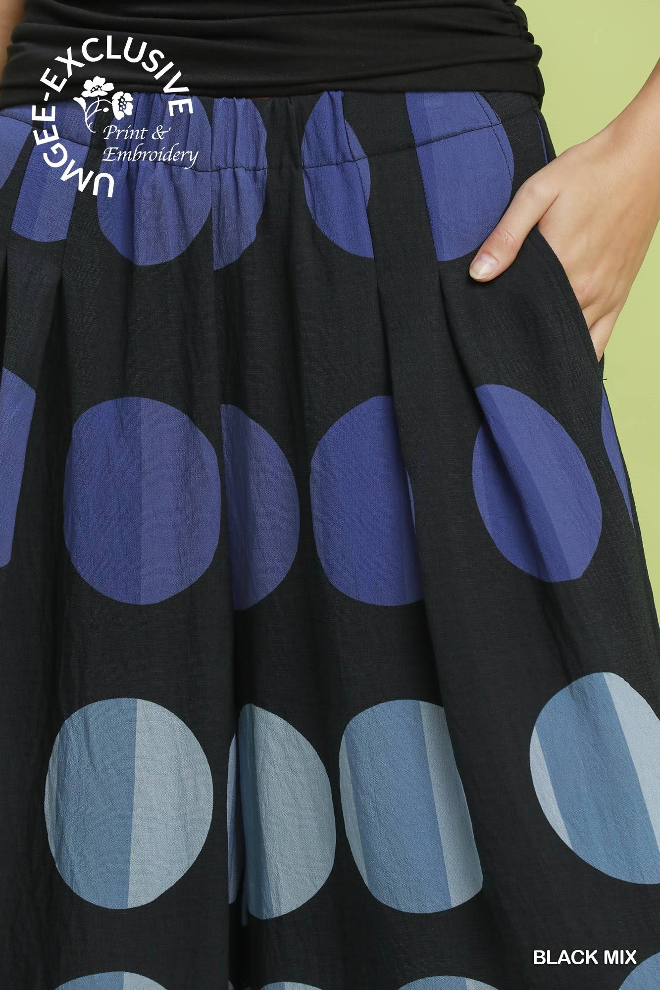 Umgee Exclusive Print Oversized Dot Wide Leg Pants