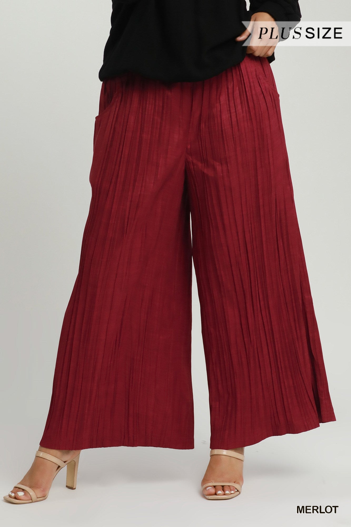 Umgee Pleated Wide Leg Pants