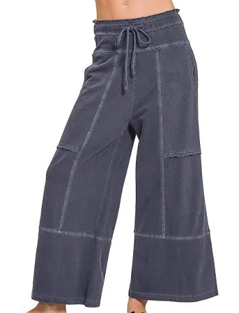 Zenana French Terry Wide Leg Pants
