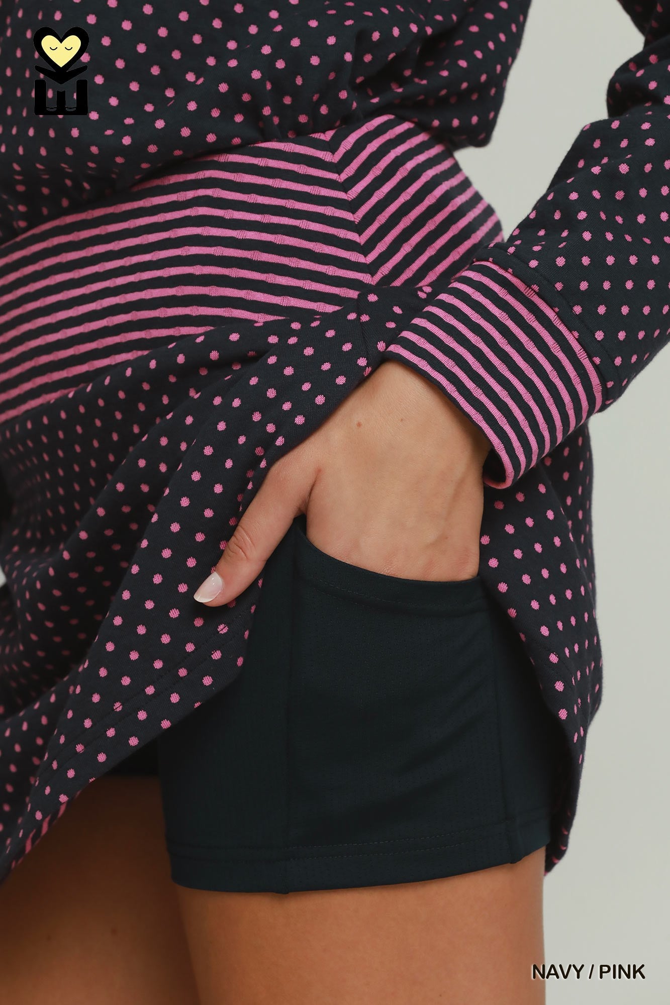 MOHME by Umgee Polka Dot Stripe - Waistband Skort