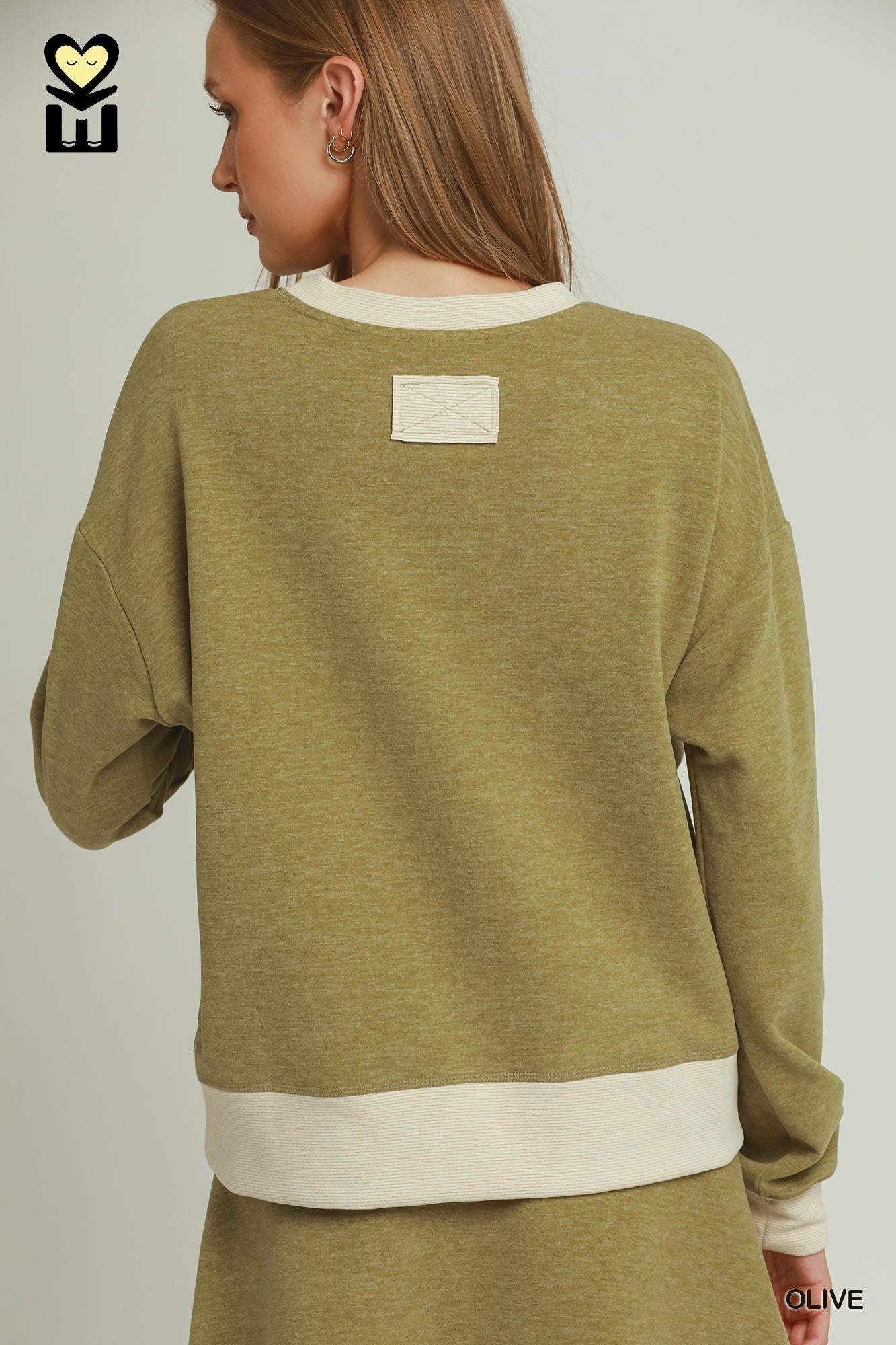 MOHMe by Umgee Fleece Contrast Banded Pullover