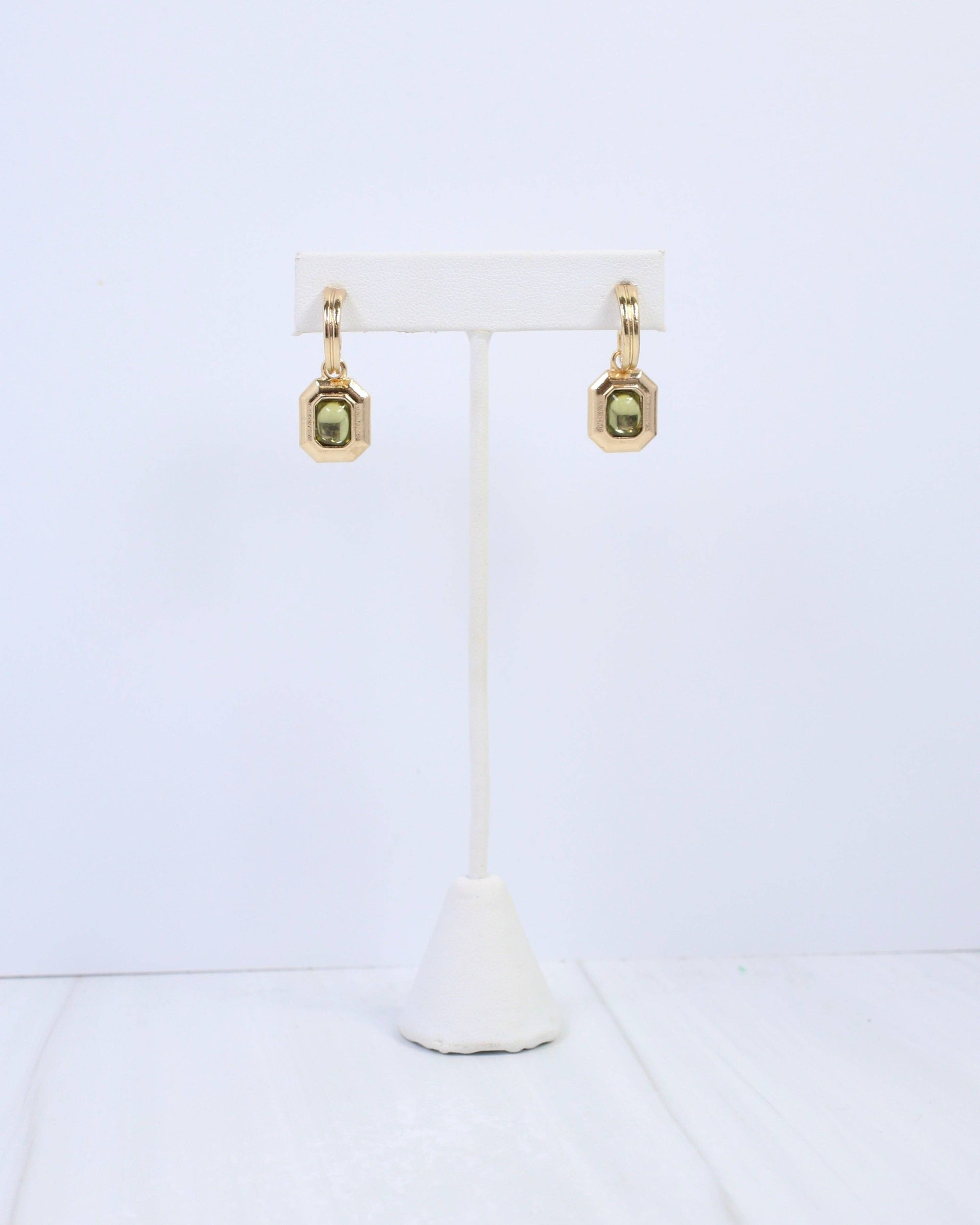 Beverly Stone Huggie Hoop Earring Olive