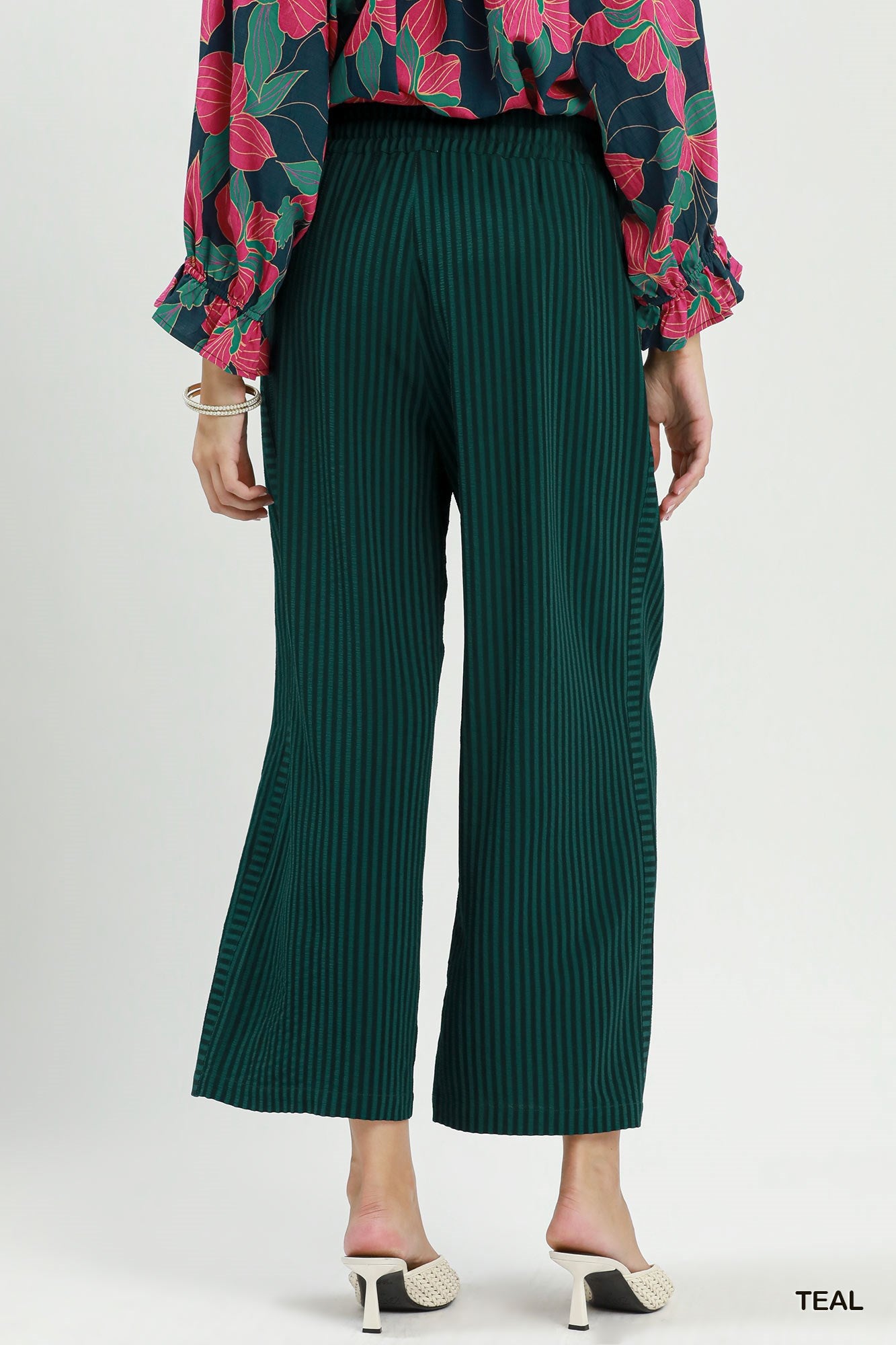 Umgee Vertical Striped Wide Leg Pants