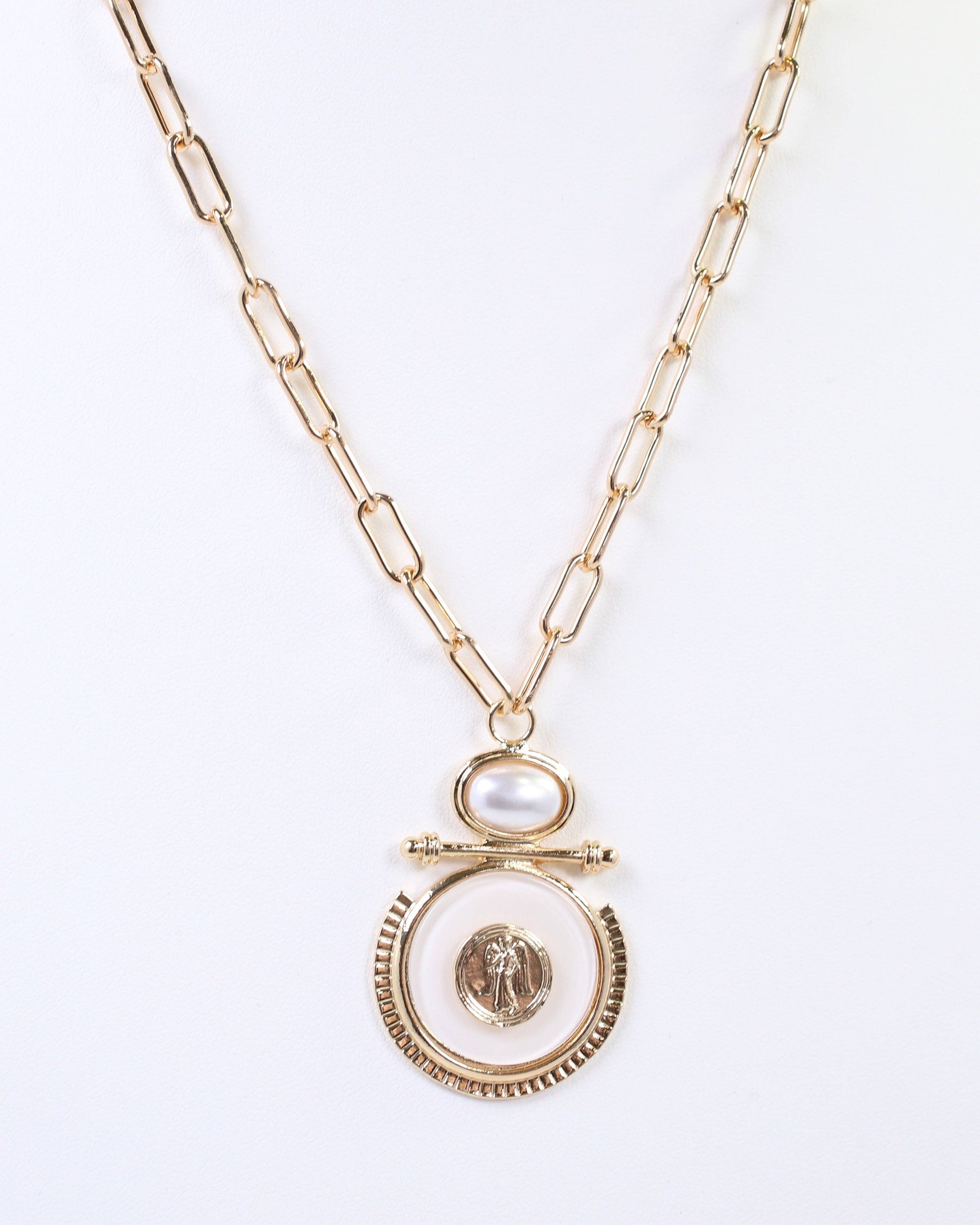 Moru Circle Pendant Necklace WHITE