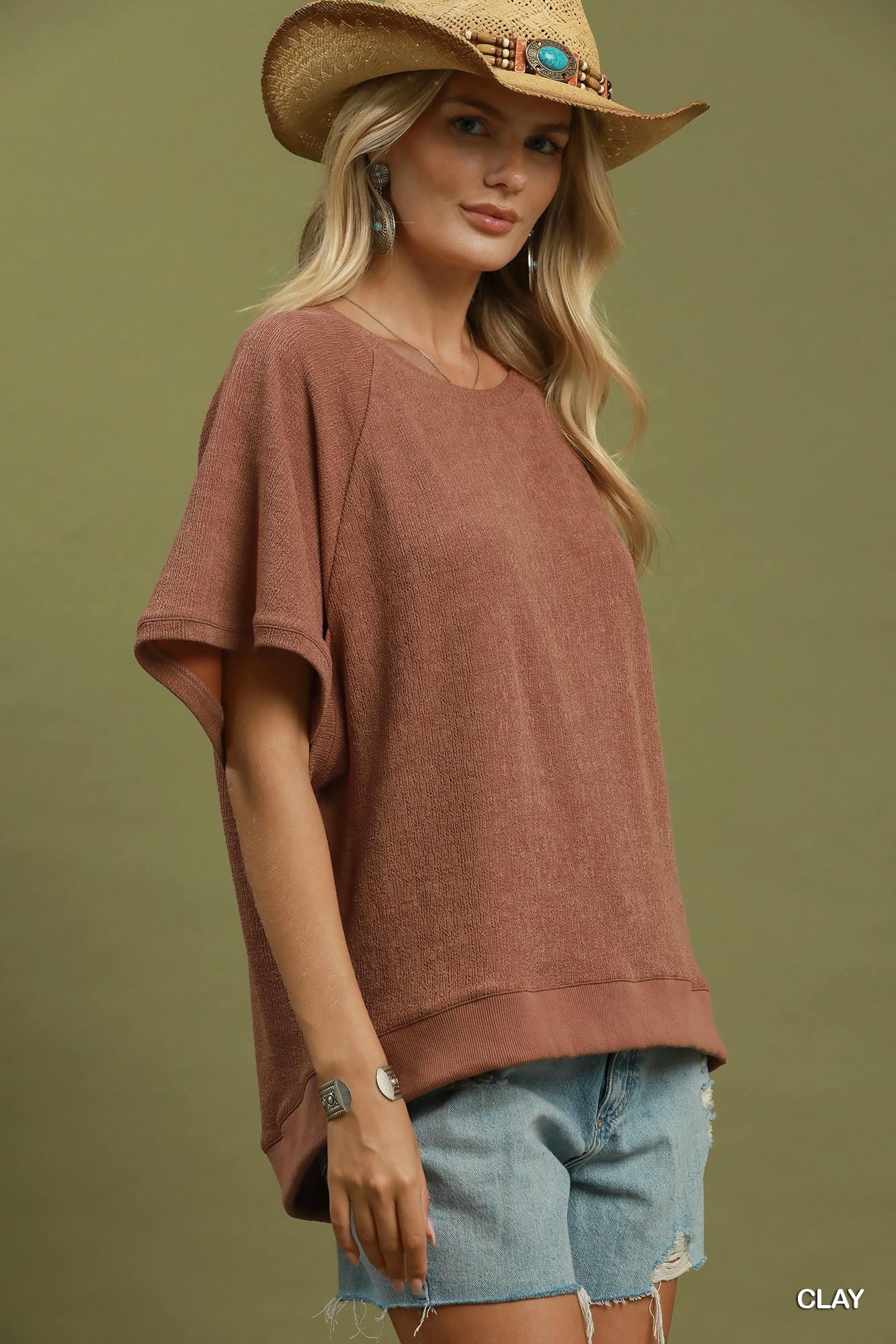 Umgee Hi-Low Crew Neck Top