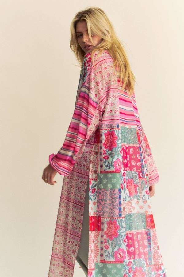 PT30864 - PLUS BUTTON FRONT MAXI SHIRT COVER-UP TOP