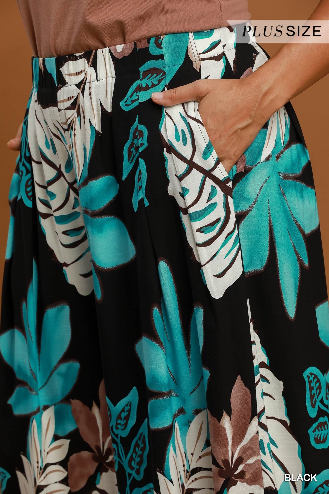 Umgee Tropical Print Wide Leg Palazzo Pants
