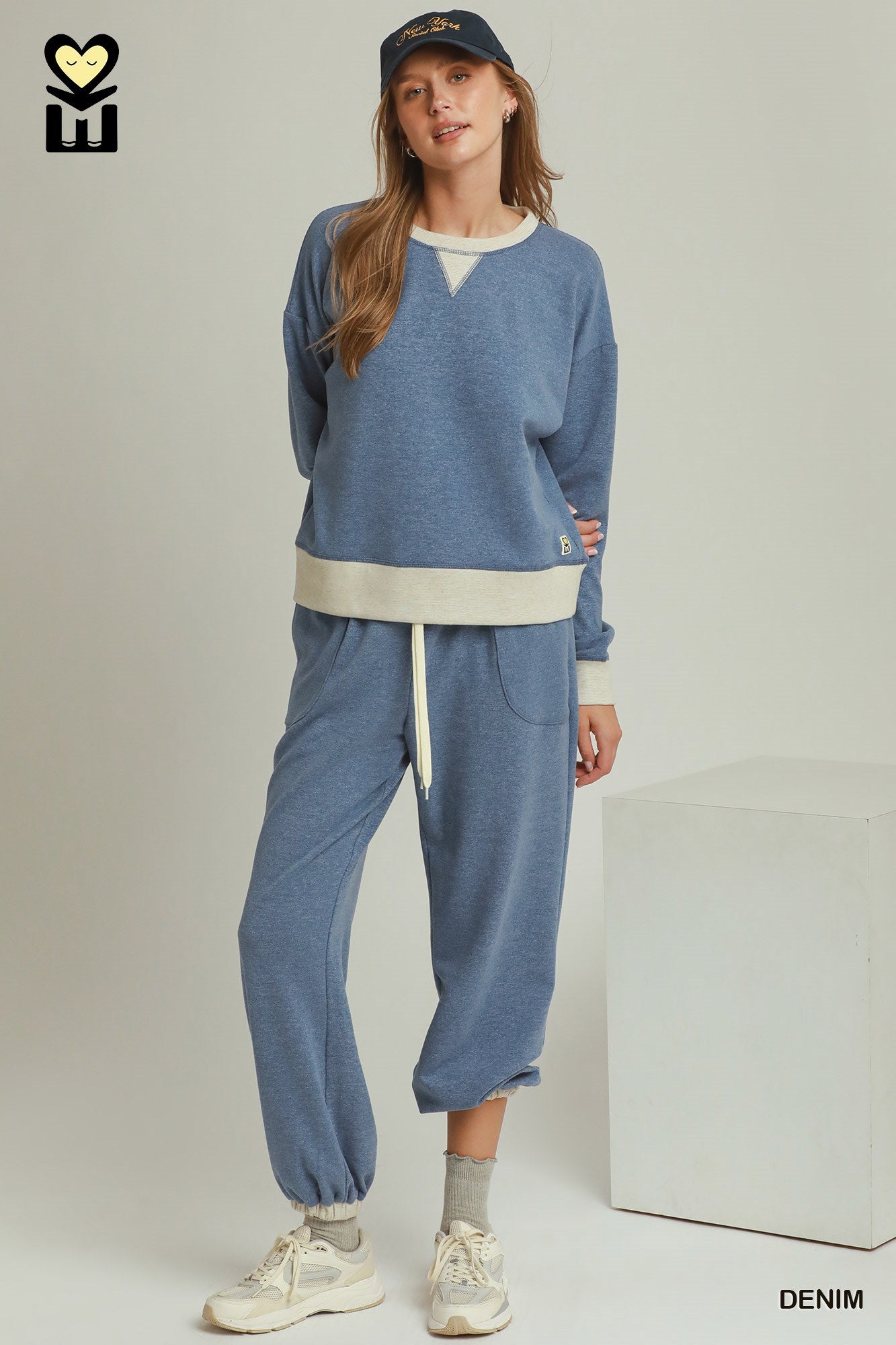 MOHMe by Umgee Fleece Contrast Banded Pullover