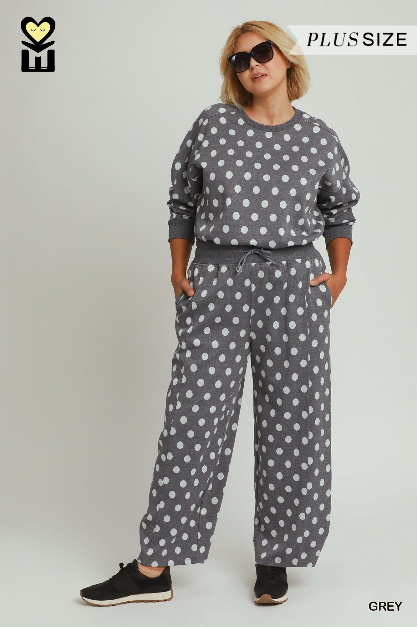 MOHMe by Umgee Polka Dot Printed Pullover Curvy & Confident