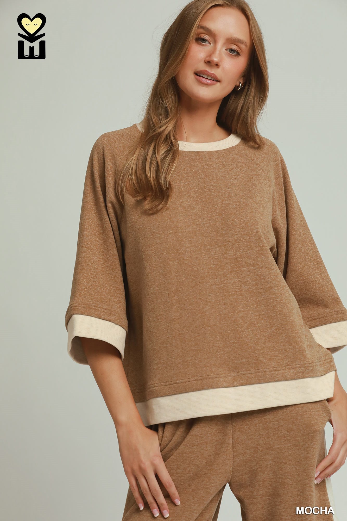 MOHMe by Umgee DreamPlush Contrast Raglan Sleeve Top