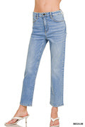 ZENANA CROPPED 5 POCKETS BASIC DENIM