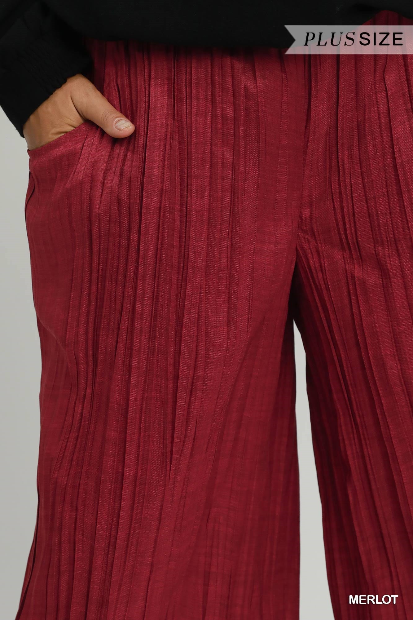 Umgee Pleated Wide Leg Pants