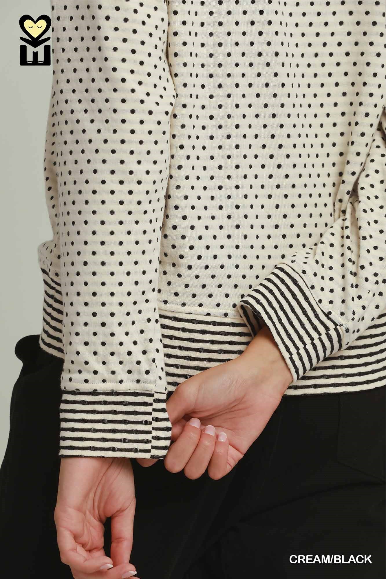 MOHME by Umgee Polka Dot Half Zip Pullover