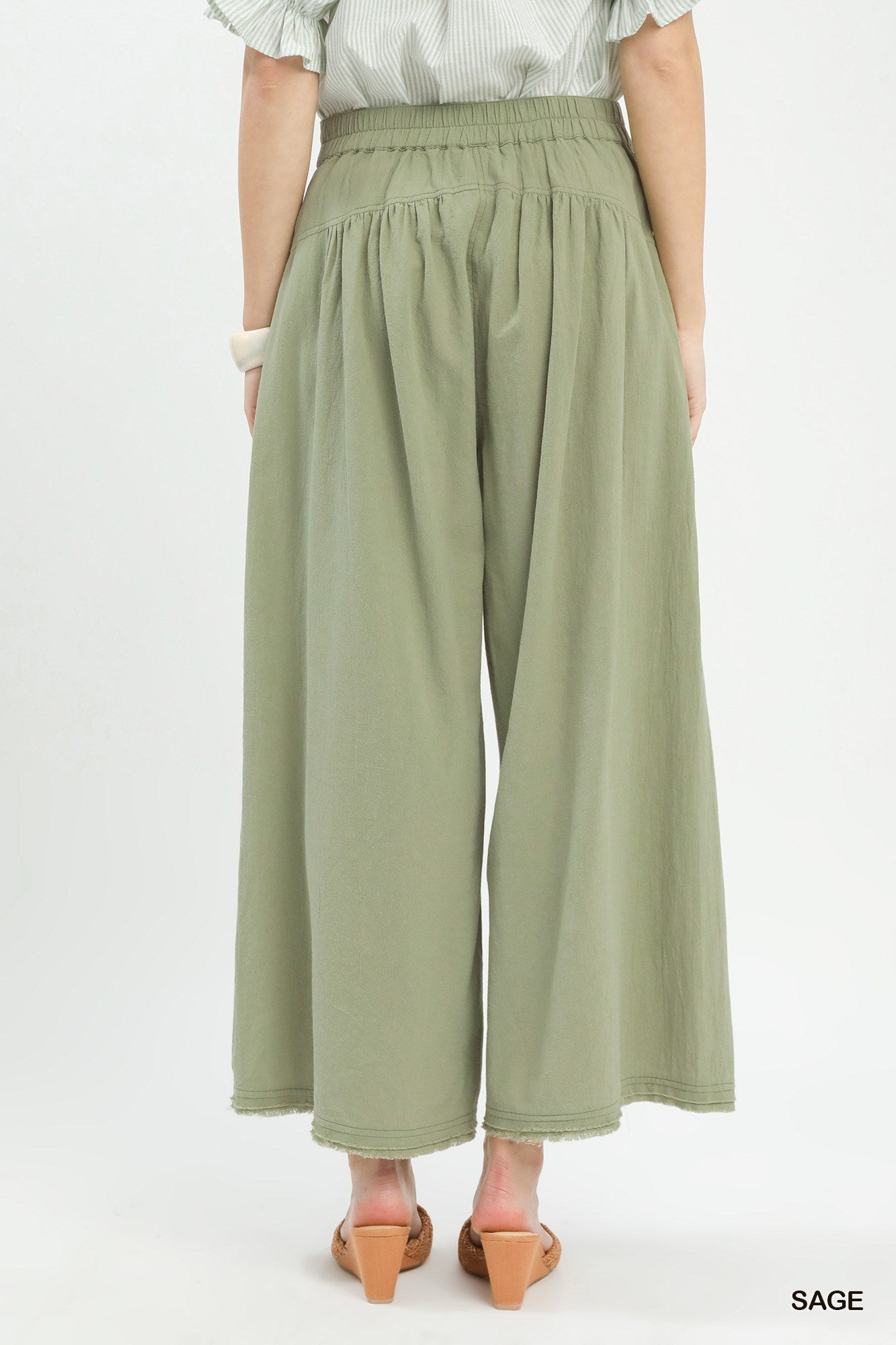 Umgee High Waist Button Front Wide Leg Pants