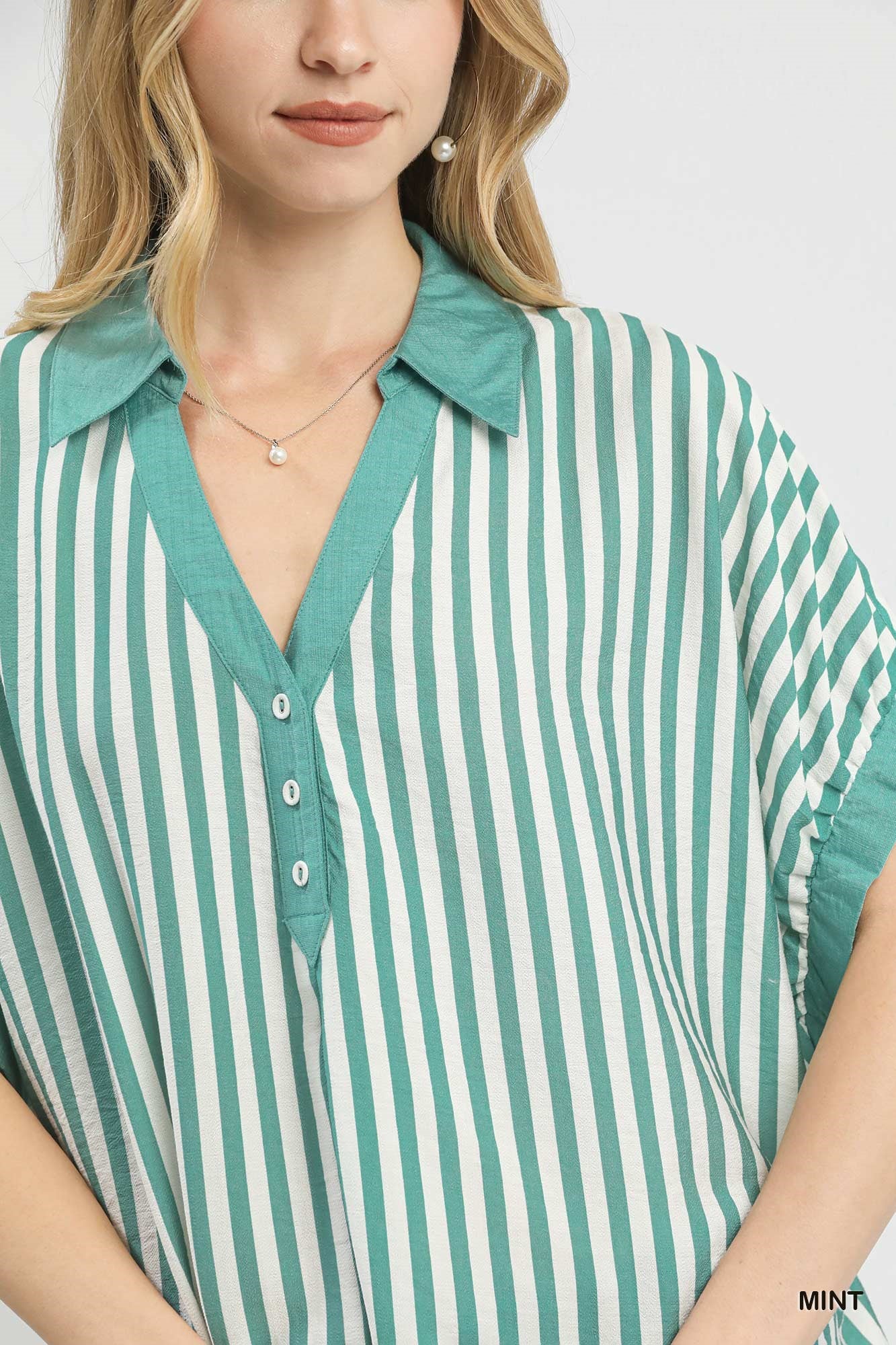 Umgee Stripe Collared Oversized Top