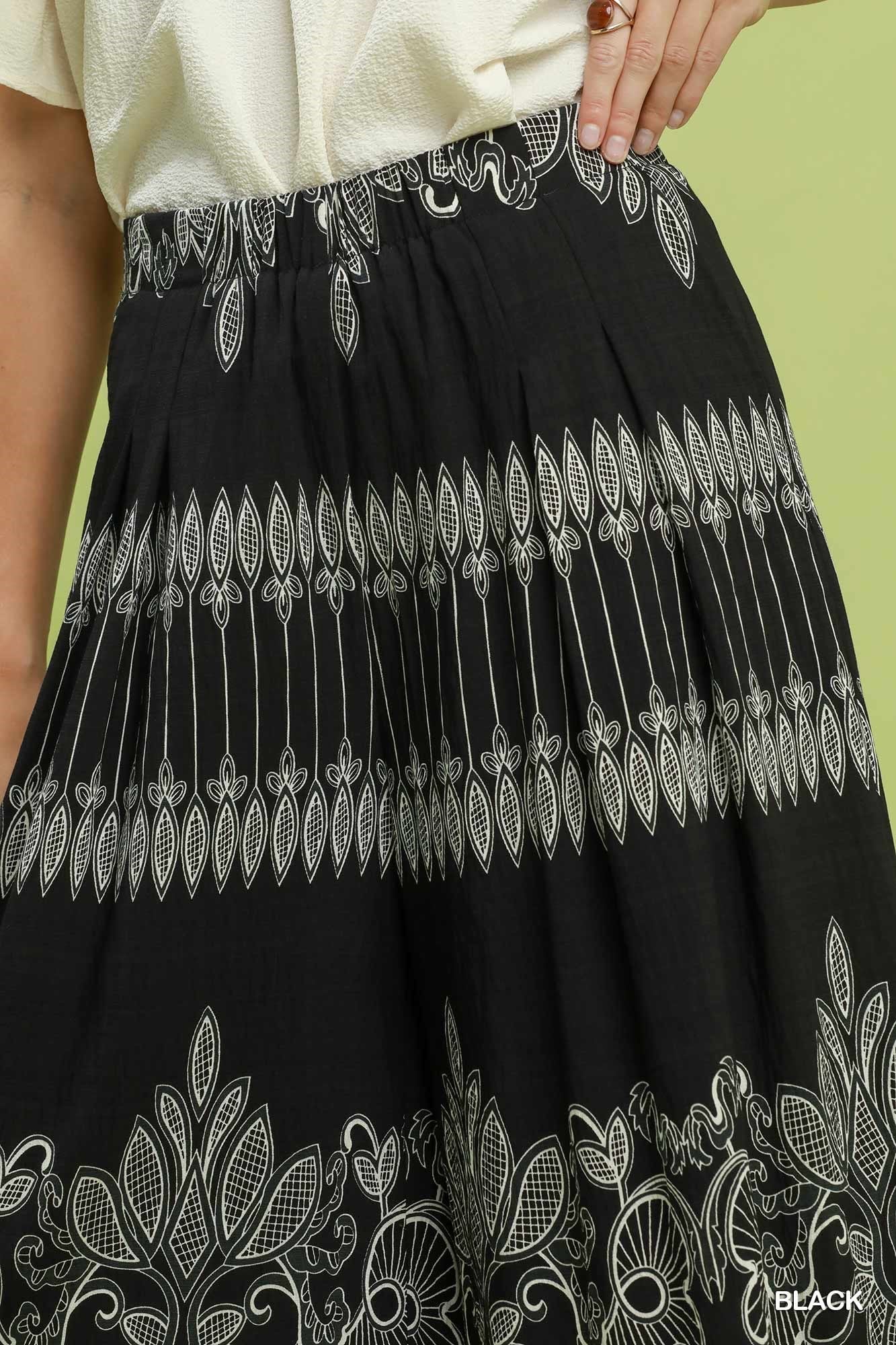Umgee Boho Border Print Wide Leg Pants