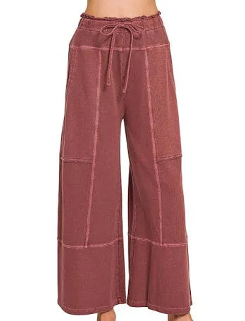 Zenana French Terry Wide Leg Pants