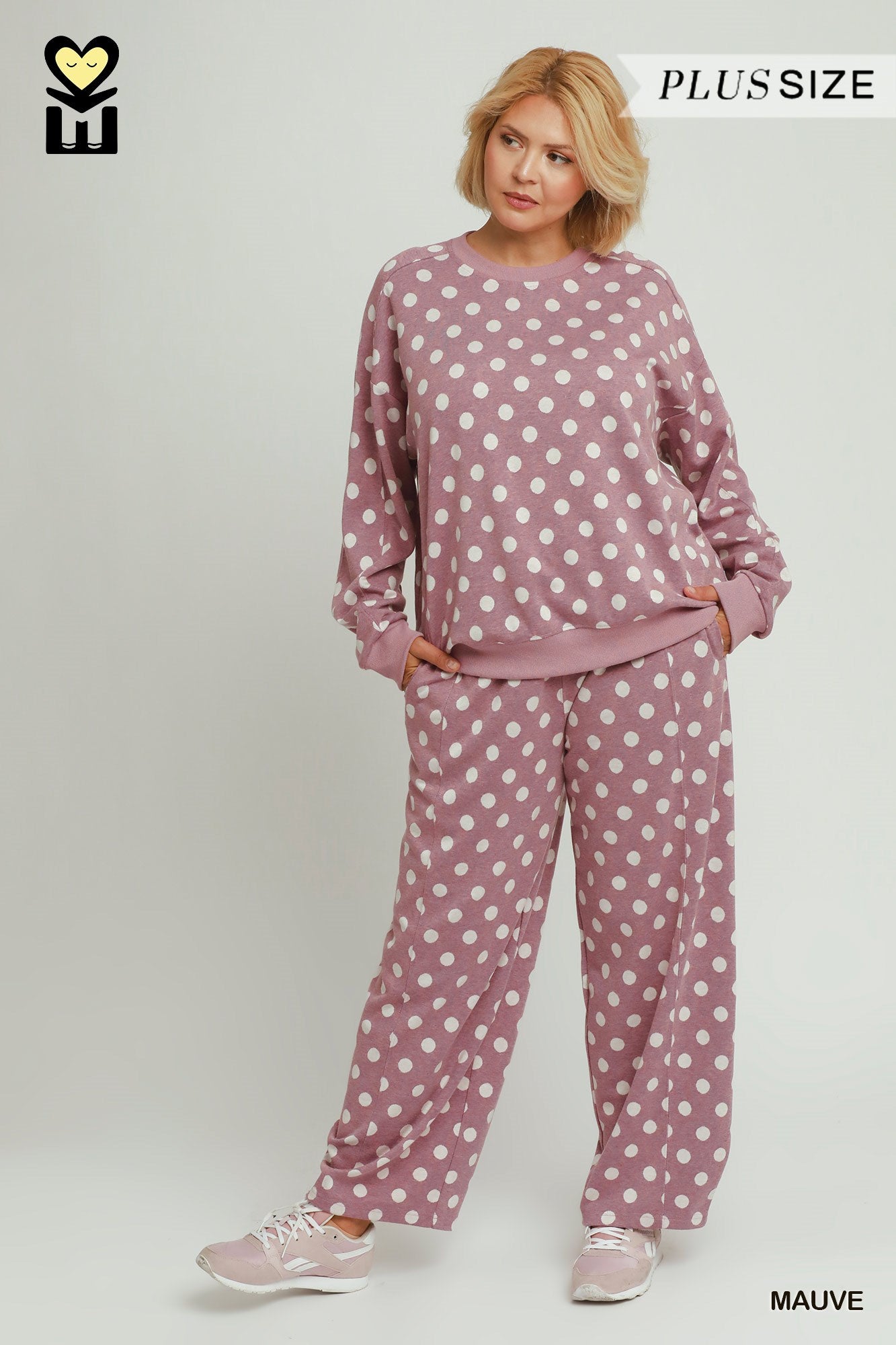 MOHMe by Umgee Polka Dot Printed Pullover Curvy & Confident