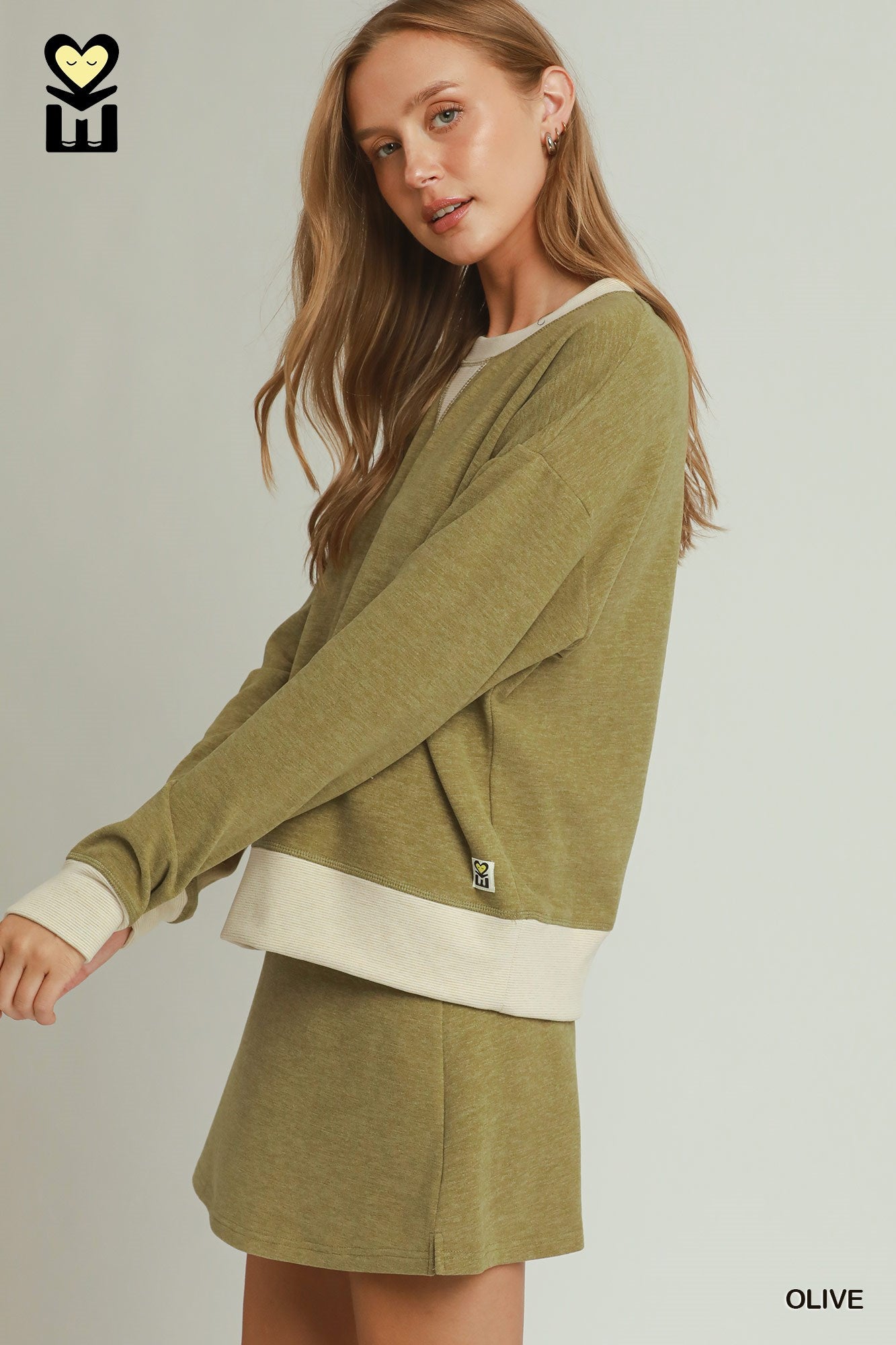 MOHMe by Umgee Fleece Contrast Banded Pullover