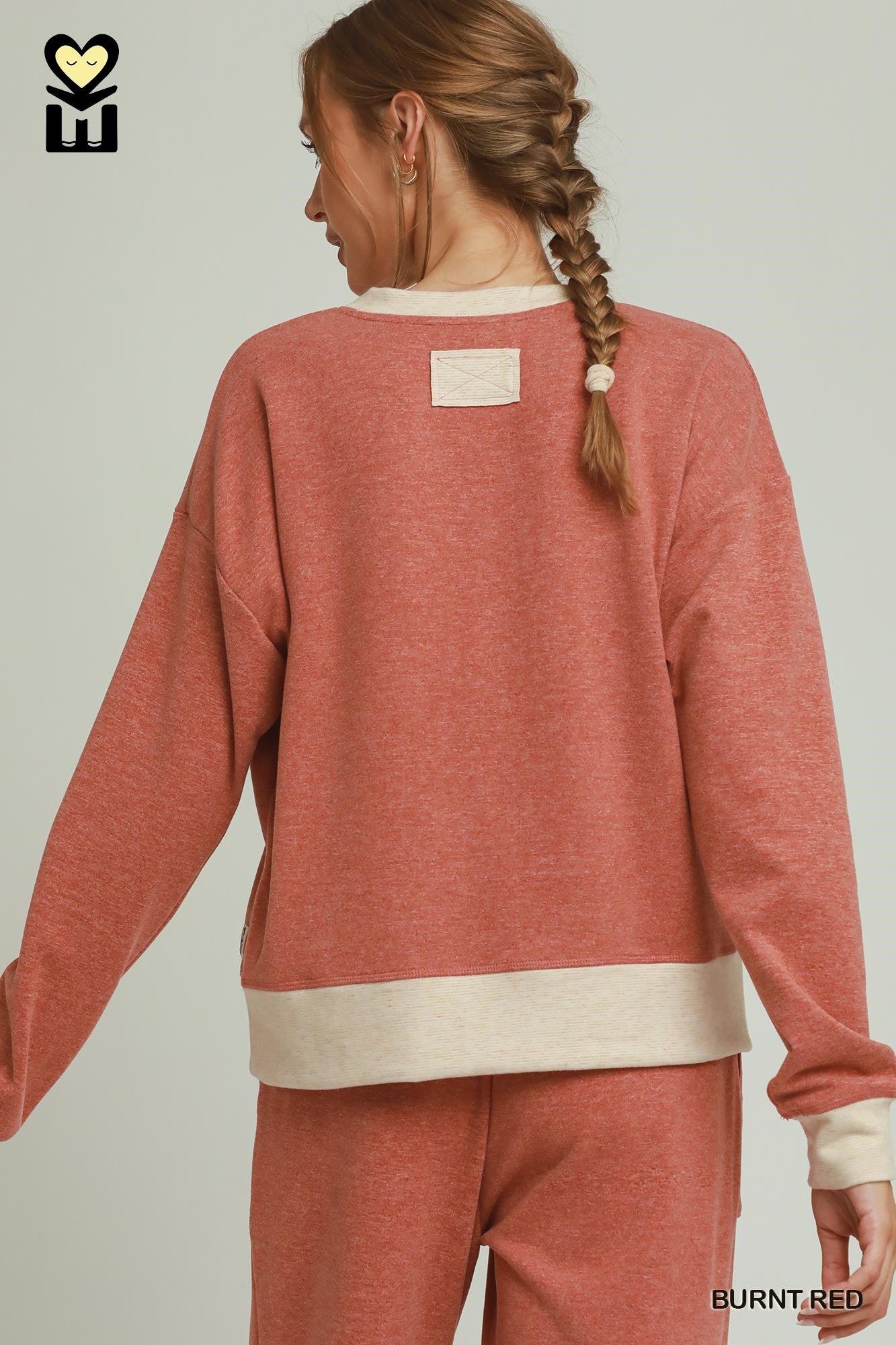 MOHMe by Umgee Fleece Contrast Banded Pullover