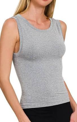 ZENANA CROPPED SEAMLESS ROUND NECK TANK TOP